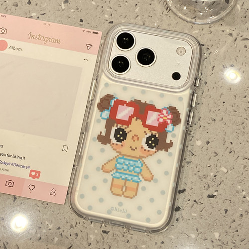 可爱卡通拼豆小玉适用于苹果17promax手机壳iphone16pro保护套15/14/13新款17pm超好看独特外壳巨好看高级感