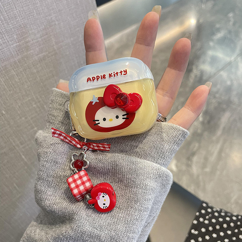 可爱立体蝴蝶结KT猫适用苹果耳机保护套airpodspro2壳蓝牙2025新款挂坠airpods3三代二ipods高级感女1airpod