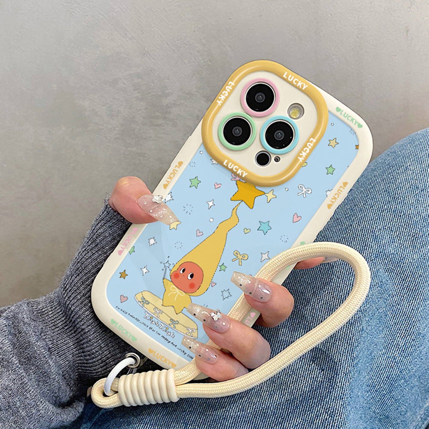 可爱长帽星星小人适用iphone16promax手机壳苹果15pro挂绳14女13软12保护套11max外壳x/xs/xr/xsmax/8plus/7p