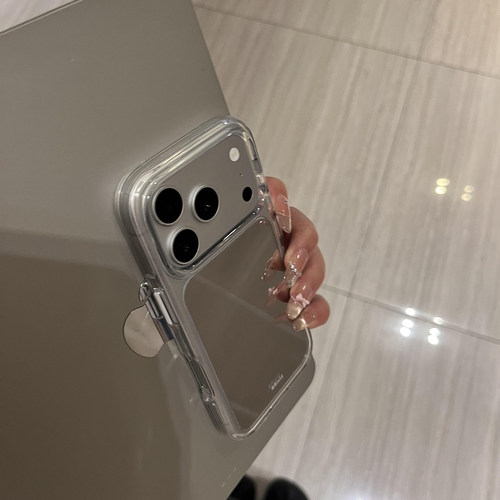 韩系ins简约高级感补妆镜子适用于苹果17promax手机壳iphone16保护套15pro新款max镜面个性创意高级感小众款