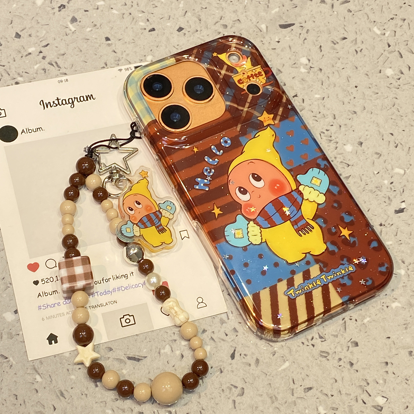 卡通可爱复古格纹拼星星人接适用于iphone17promax手机壳苹果16保护套14手链13防摔新款15pro女max小众手机套