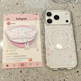 韩风ins可爱星星米菲兔适用于iphone17pro手机壳苹果16保护套14透明新款 15promax磁吸支架max少女独特手机套