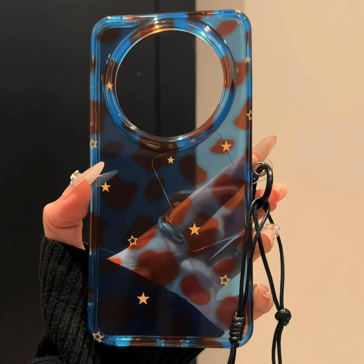 【每日新品】高级感透蓝星星豹纹链条适用华为mate70pro手机壳mate60pro新款外壳pura70p超好看外壳p70巨好看