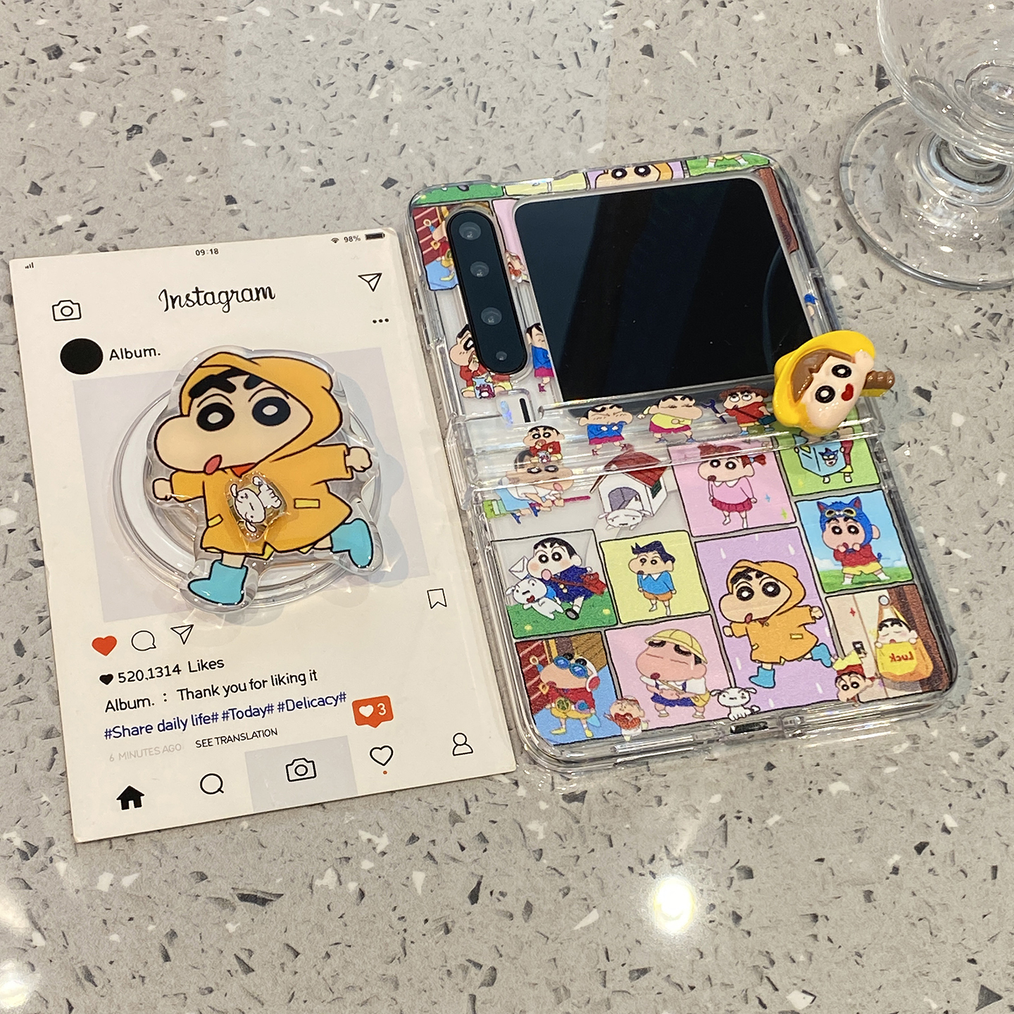 可旋转可爱小新适用华为purax折叠屏手机壳p50新款Pocket2小米mixflip2磁吸pura女x典藏版s三星zflip7支架6/5