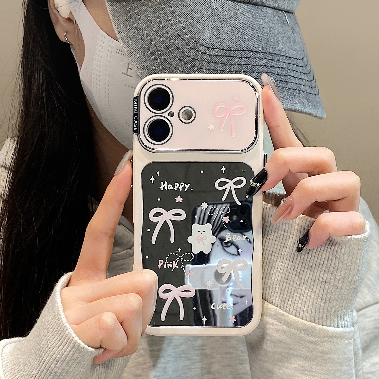 【每日新品】镜面蝴蝶结小熊适用于iphone17手机壳苹果15保护套14全包13新款17promax女款16pro个性max手机套