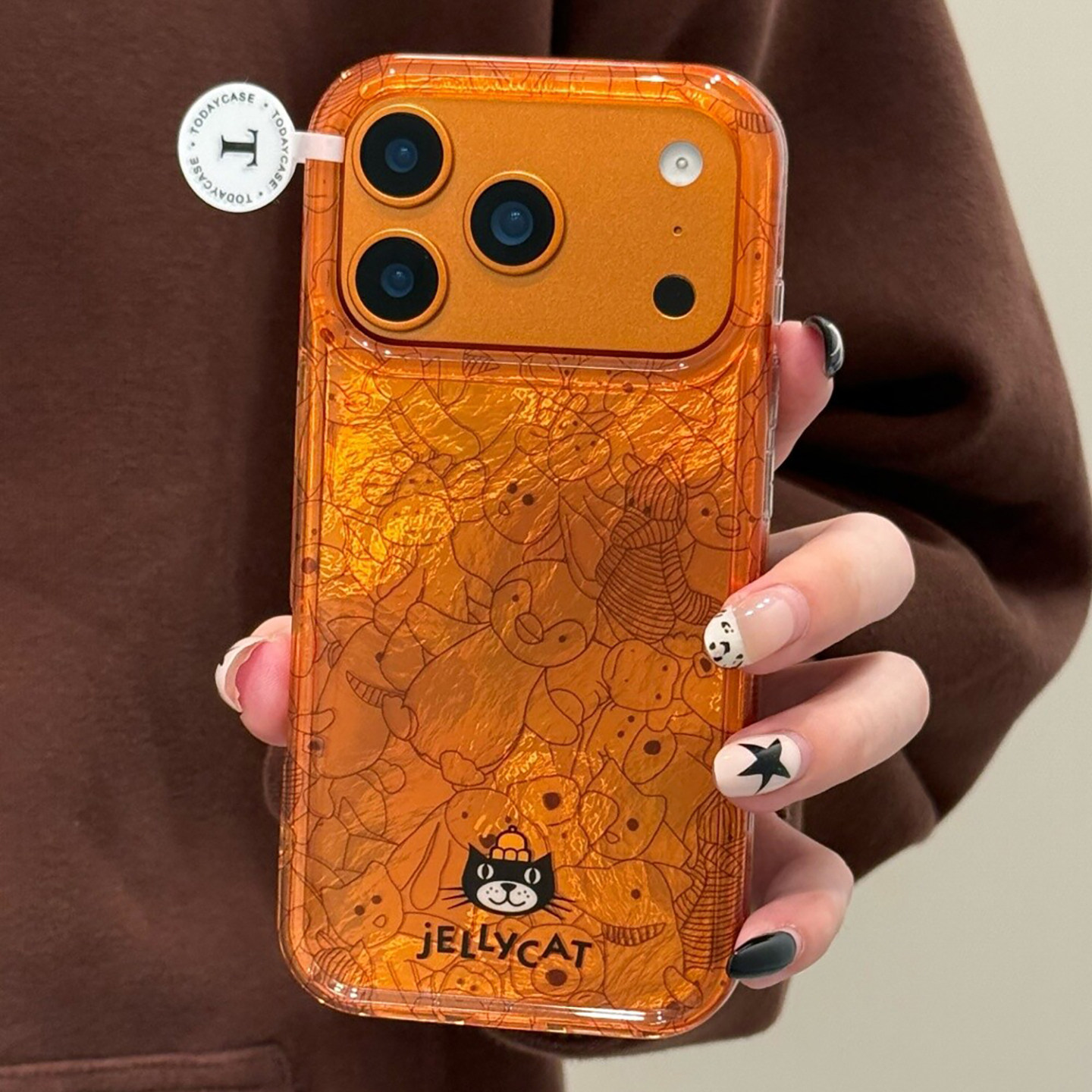 日韩可爱线条吉利猫适用于苹果17pro手机壳iphone16保护