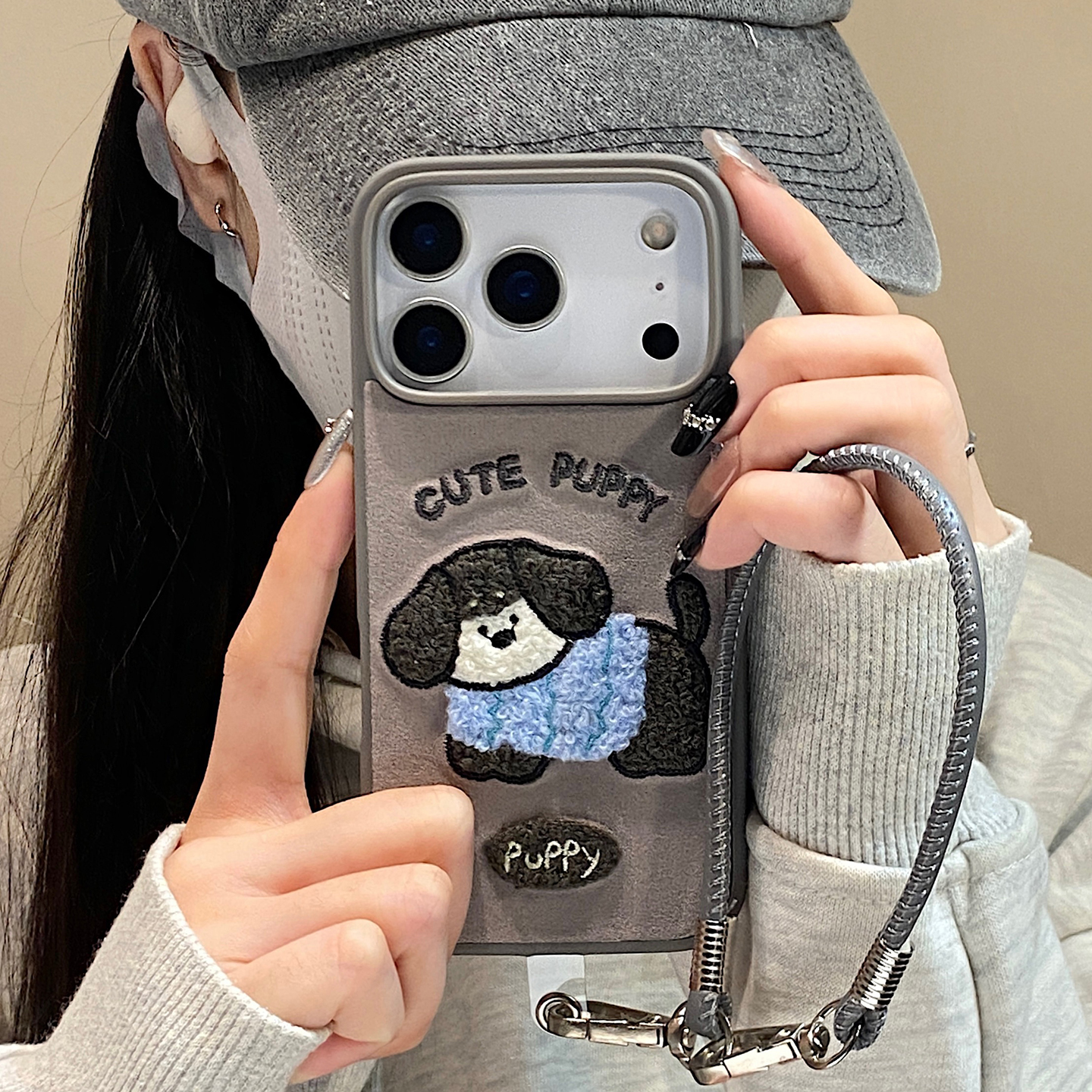 【每日新品】毛巾绣小狗适用于iphone15手机壳苹果16保护套14防摔13挂绳新款17promax小众16pro情侣max手机套