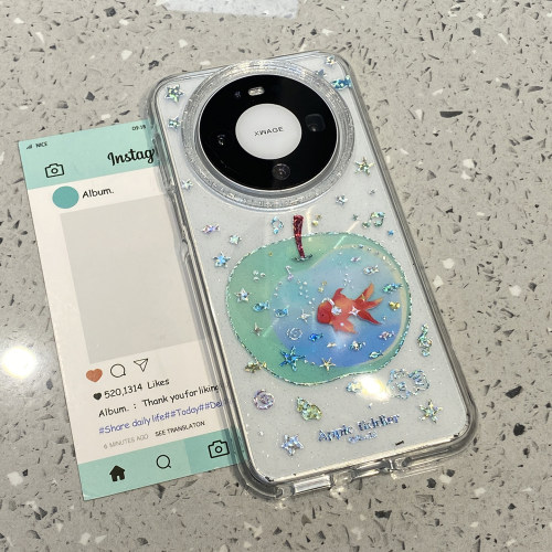可爱青苹果金鱼适用华为mate80promax手机壳mate70pro透明mate60新款p80外壳pura70超好看外壳女个性不会撞壳