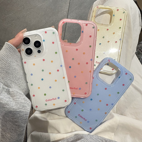 韩系ins多巴胺彩色波点适用于苹果16手机壳iphone15保护套14防摔13硅胶新款15promax简约15pro情侣max手机套p