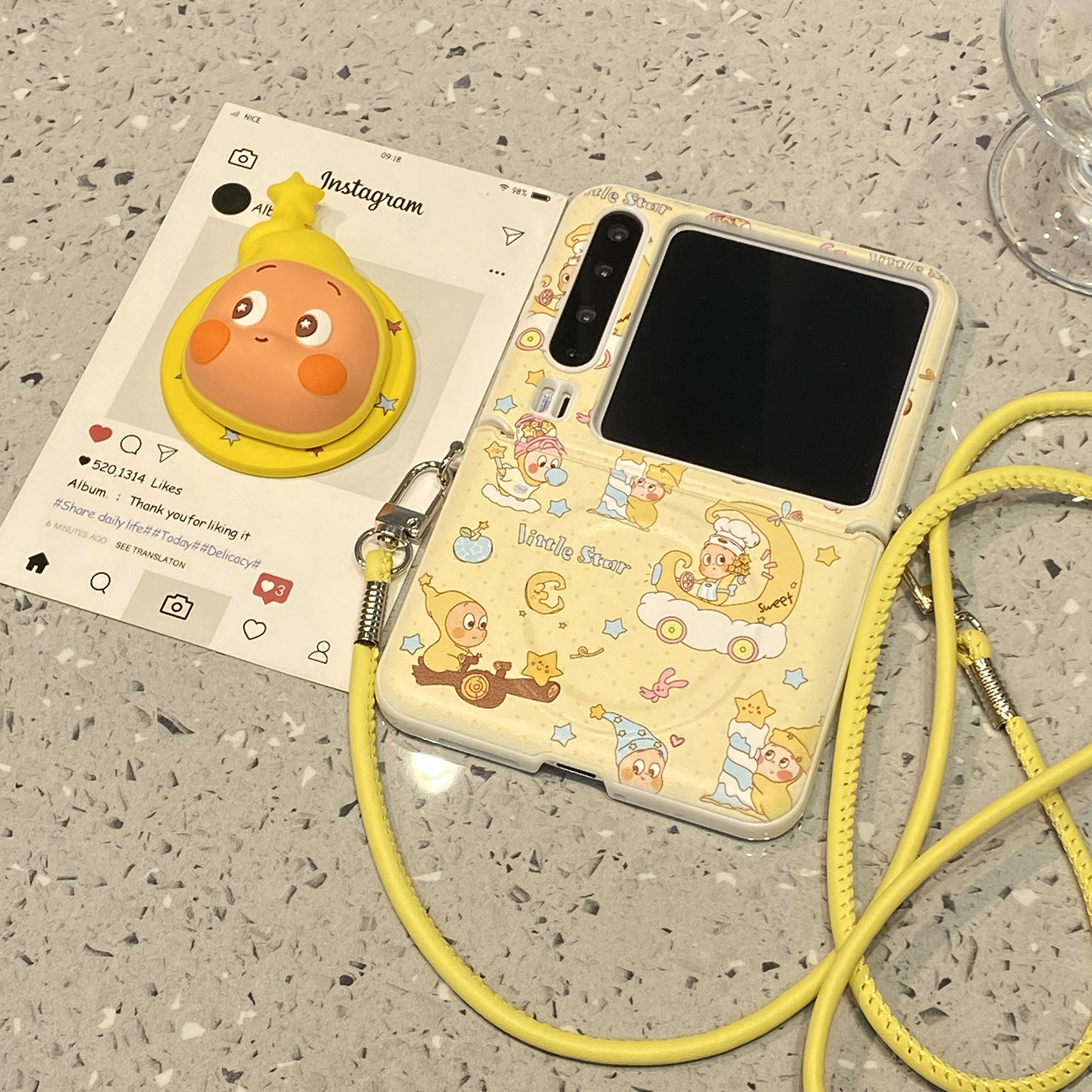 秋冬皮质可爱星星人华为purax折叠屏手机壳p50外壳Pocket2小米mixflip2三星zflip7磁吸6支架5女/pura/x典藏版