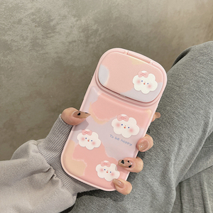 翻盖镜子蝴蝶结云朵适用iphone14pro手机壳13promax苹果12pro女新款补妆max高级感plus创意网红11全包保护套