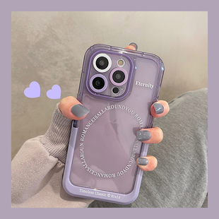 小众ins几何英文带支架适用苹果iphone16pro手机壳15简约13高级感14promax透明12创意11女max全包plus保护套