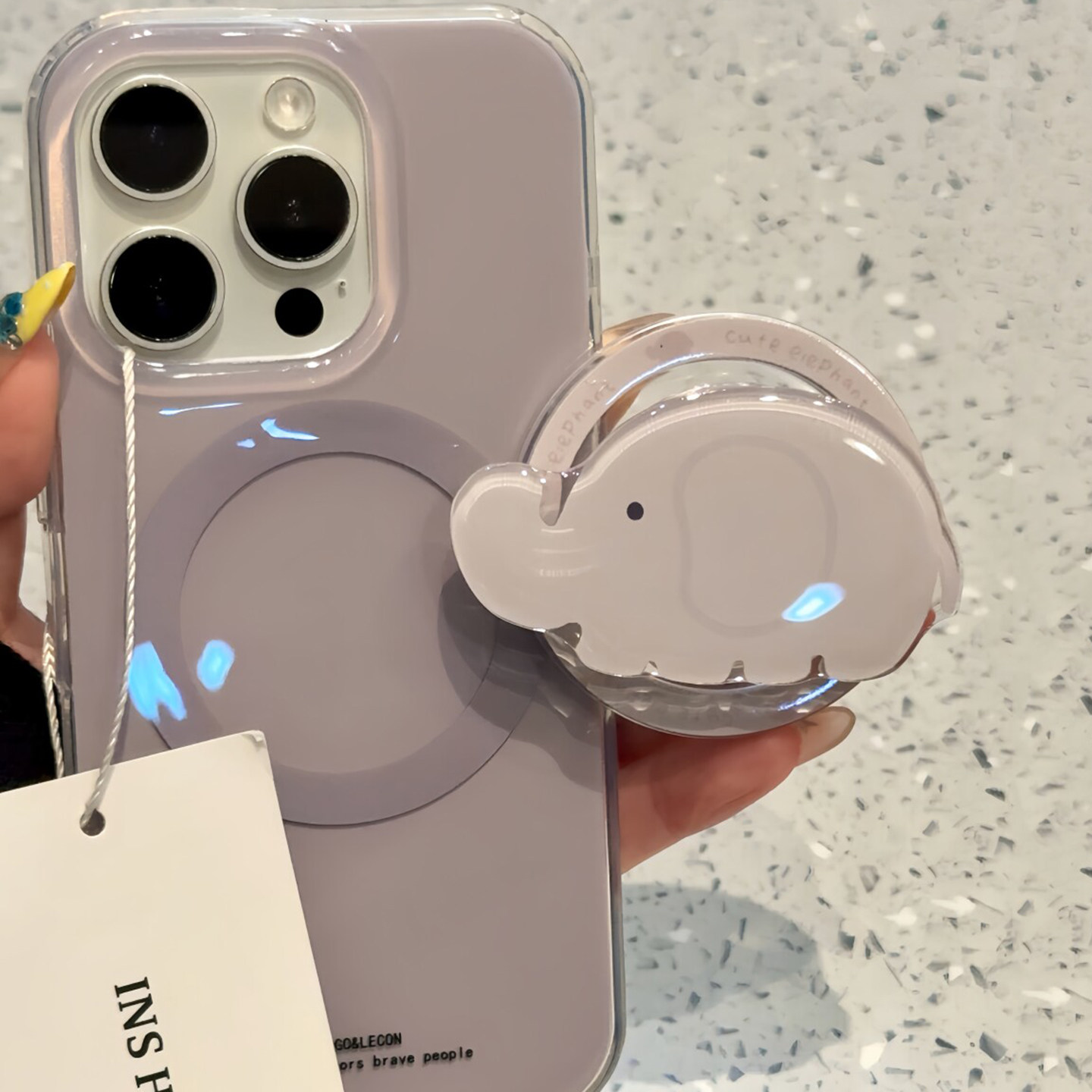 韩系简约灰紫色磁吸大象适用于iphone16手机壳苹果15保护套14磁吸支架13新款15promax小众16pro高级max手机套