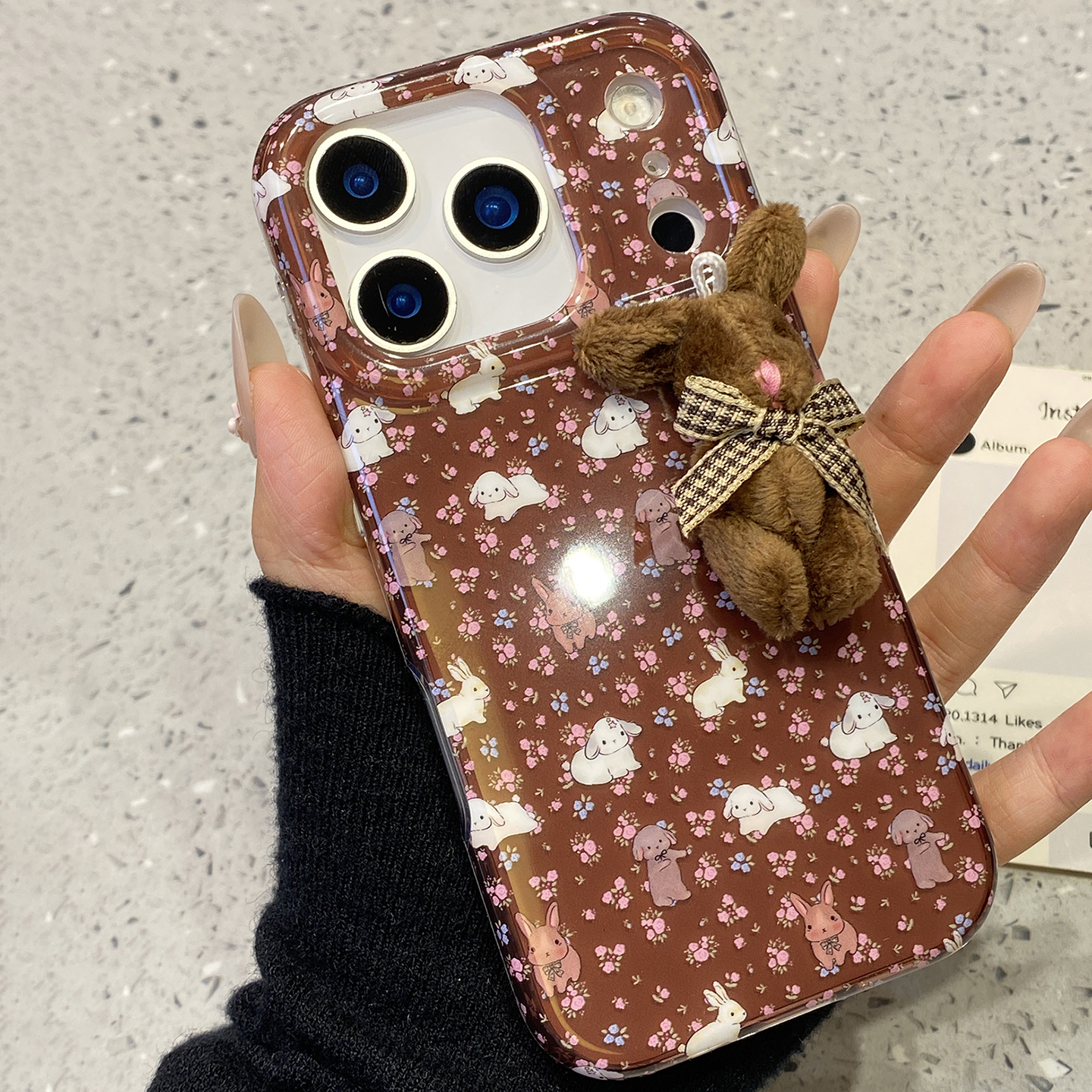 【每日新品】ins复古碎花毛绒兔子适用于苹果17promax手机壳iphone16保护套14全包13新款15pro网红max手机套p