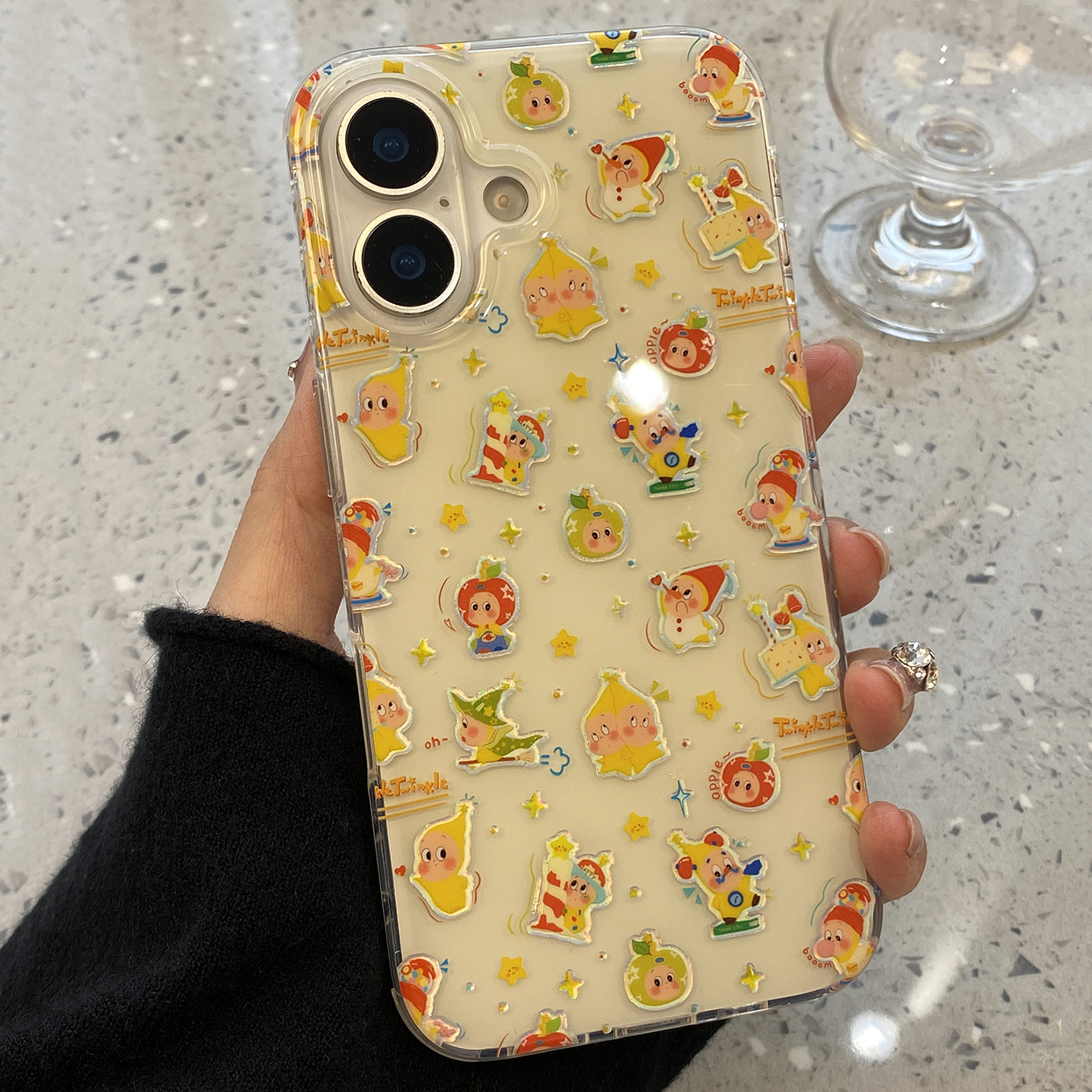 鎏金星星小人插画适用于苹果17promax手机壳iphone16保护套14防摔13高级感新款可爱15pro超好看max手机套外壳