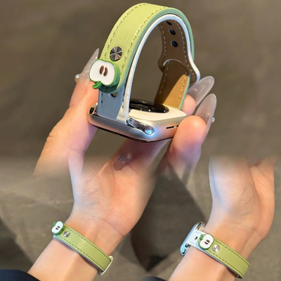 高级感立体苹果皮质适用s11苹果手表表带iwatch手表带applewatch小众新款s10/s9/8女款ultra3/2/se腕带巨好看