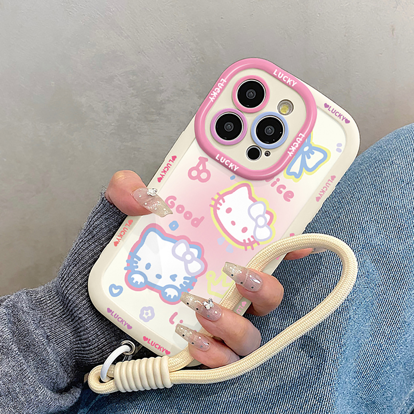 可爱少女心kT猫适用iphone17promax手机壳苹果16pro带挂绳15女14软13/11/套12max外壳x/xs/xr/xsmax/8plus/7p