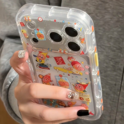 日韩可爱满屏苹果星星人适用于iphone17pro手机壳苹果16保护套14支架13全包新款15promax巨好看max网红手机套
