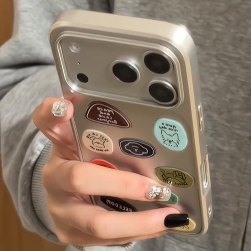 韩系可爱狗狗插画贴纸适用于苹果17promax手机壳iphone15保护套14高级感13新款16小众15pro网红爆款max/18pro
