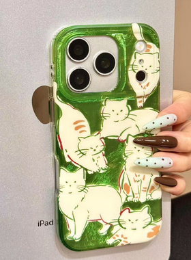 【每日新品】锡纸纹简约卡通猫咪适用iphone17promax手机壳苹果16pro保护套15pm高级感小众14p全包防摔ip13官