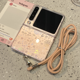 pura典藏版 中国风百福图斜跨挂绳适用华为purax折叠屏手机壳p50外壳Pocket2小米mixflip2三星zflip7链条6