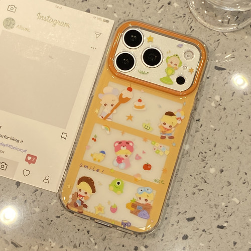 可爱黄色宫格小王子适用于苹果17promax手机壳iphone16pro保护套15新款17pm超好看巨好看高级感全包防摔超火