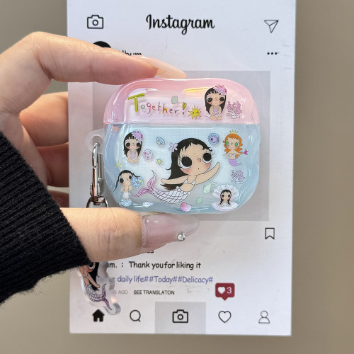 趣味卡通小玉美人鱼适用Airpods4/3耳机保护壳套2pro二三代新款苹果耳机套无线蓝牙耳机壳女个性不会撞壳艺术