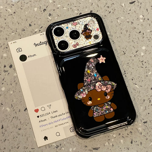 可爱长帽黑皮猫咪适用于苹果17promax手机壳iphone16pro保护套15新款17pm超好看巨好看高级感女全包防摔超火