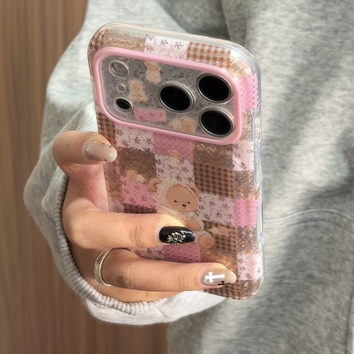 【每日新品】少女心棋盘格小熊适用于苹果18promax手机壳iphone17pro保护套16/15新款17pm超好看巨好看高级感