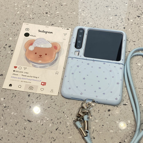 【每日新品】ins波漾纹戴帽小熊适用华为purax手机壳Pocket2小米mixflip2/pura/x折叠屏s三星zflip7典藏版6/5