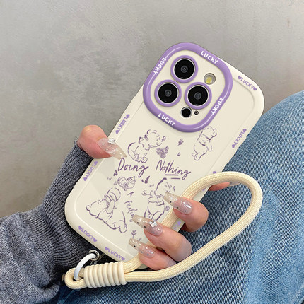 ins可爱卡通小熊适用苹果17promax手机壳iphone16pro带挂绳15女14软壳13/11/套12max/x/xs/xr/xsmax/8plus/7p