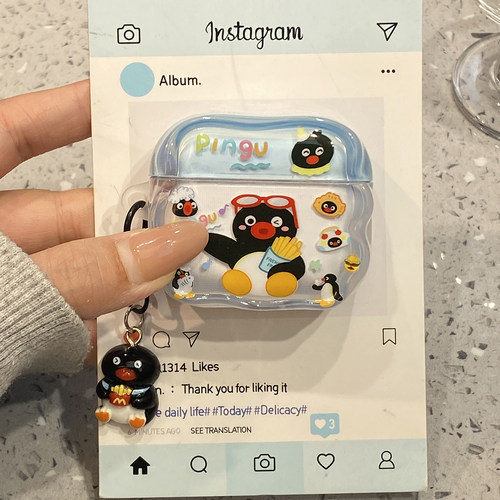 可爱企鹅适用airpodspro2保护套4代airpods3耳机套二代苹果airpodspro3无线蓝牙耳机壳超好看官巨好看不撞款