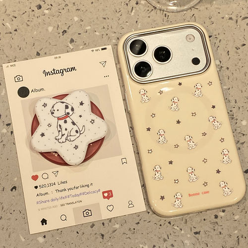 可爱斑点狗狗磁吸支架适用于苹果18promax手机壳iphone17pro保护套16pro新款15/14/13超好看17pm全包防摔超火