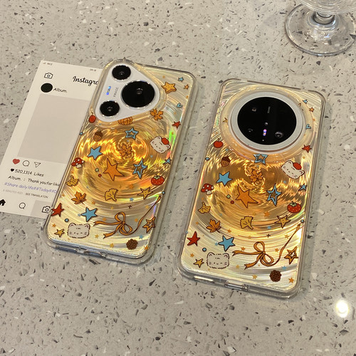 韩风ins橙晕染可爱卡通适用华为mate70pro手机壳mate60pro保护套新款pura80外壳pura70p高级感超好看女款个性