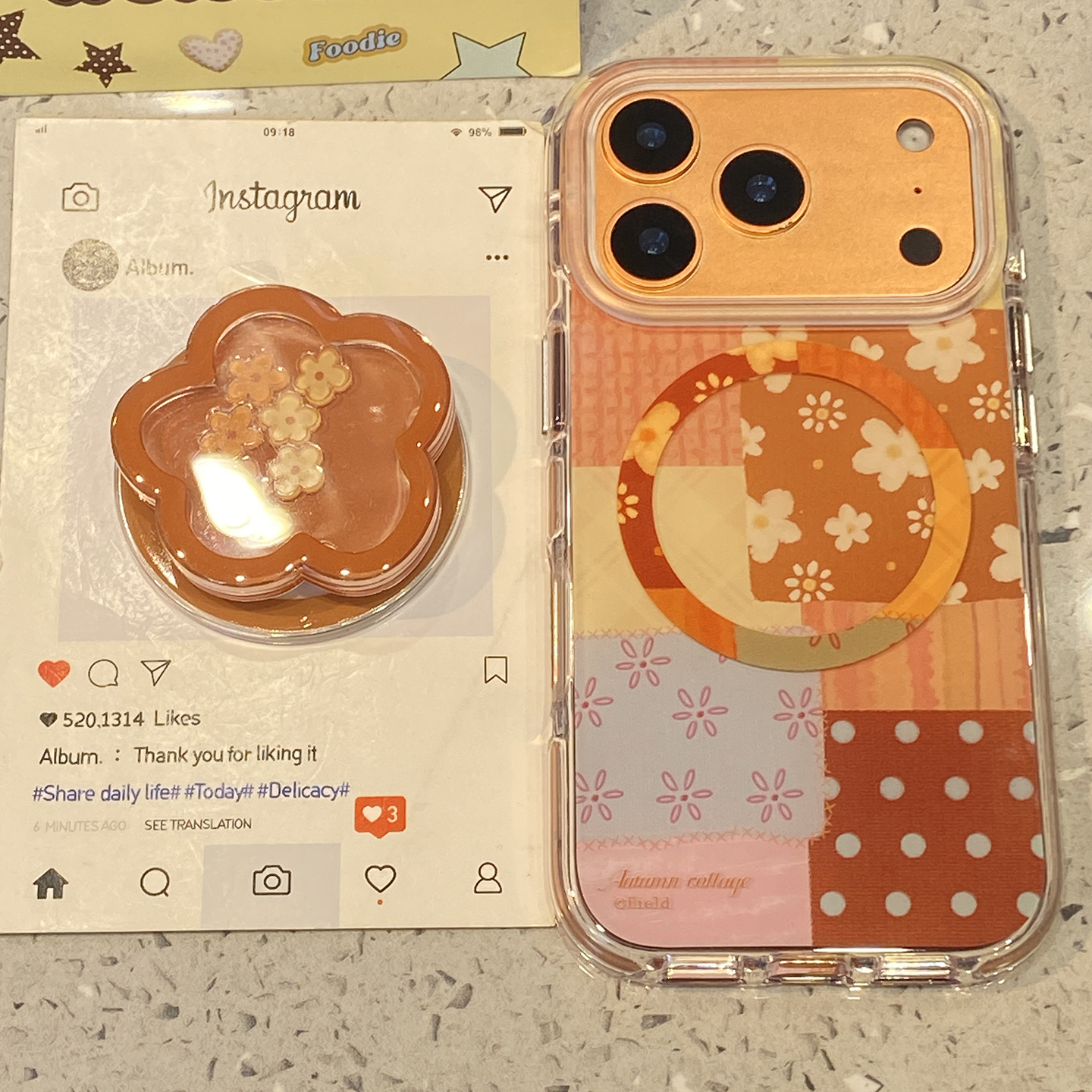 【每日新品】ins拼接花朵磁吸支架适用于苹果16手机壳iphone17保护套14女款13新款15promax/15pro/max手机套