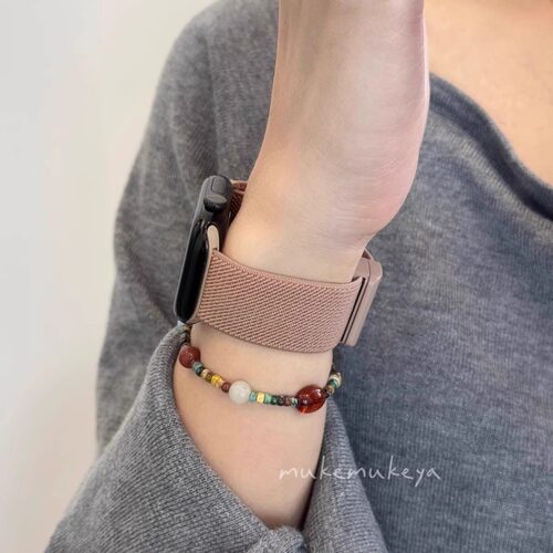 舒适柔软轻肤纯色尼龙磁吸扣适用苹果手表iwatch10表带applewatch9表带8磁吸S10回环S9编织S8表带7新款6女款