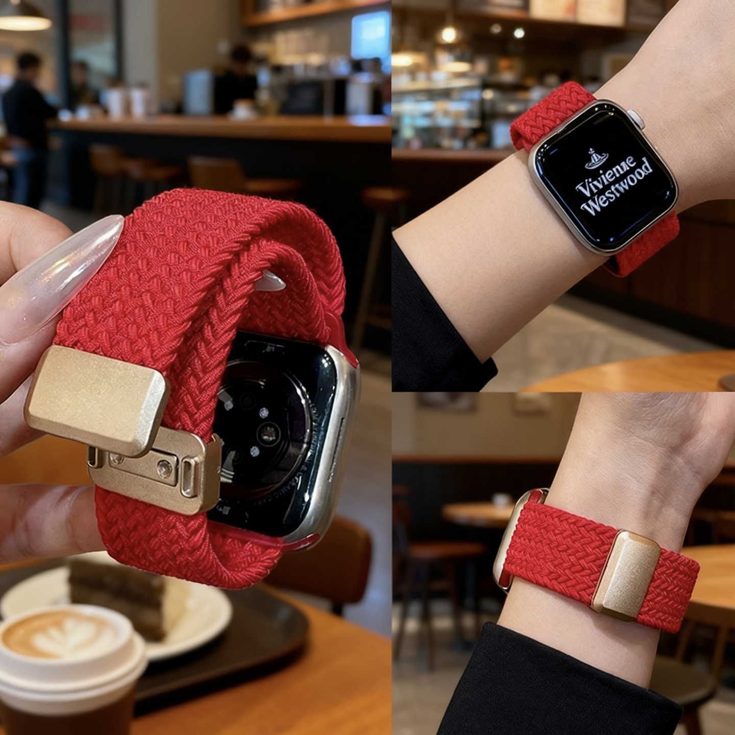 高级尼龙编织适用iwatch11苹果手表applewatch10表带s9/s8/s7磁吸扣Ultra2/3新款手表带45SE简约s6女款S9情侣