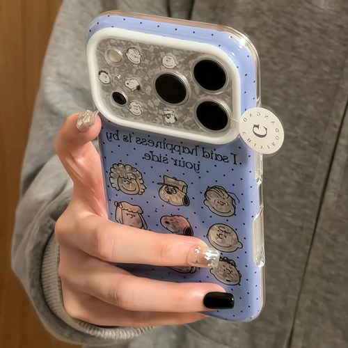 可爱蓝底史努比插画适用于苹果17promax手机壳iphone16pro保护套15新款17pm超好看巨好看高级感全包防摔超火