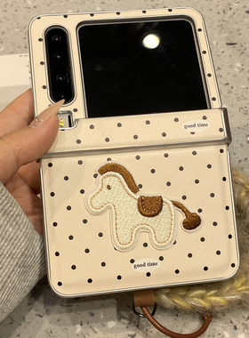 韩风ins波点刺绣小马带链条适用华为purax手机壳pura/x折叠屏典藏版超好看外壳高级感小众巨好看保护套不撞壳