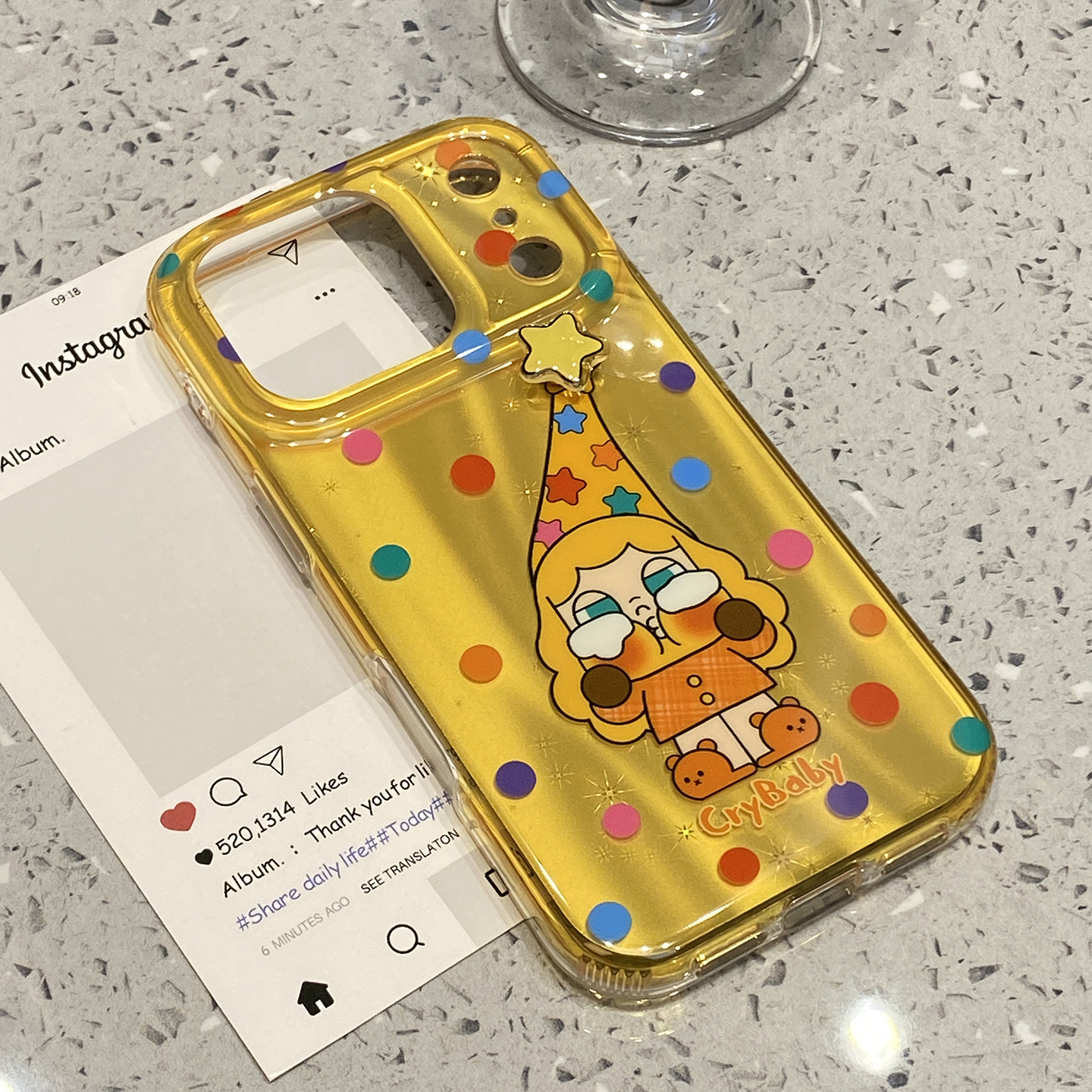 可爱卡通旋转星星哭娃适用于苹果15手机壳iphone16保护套14全包13新款17promax小众16pro超火max不撞款手机套