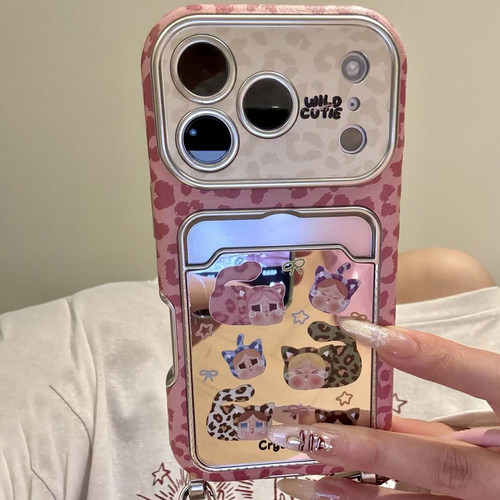 【每日新品】卡通可爱粉豹纹猫咪哭娃适用于苹果17promax手机壳iphone16保护套14卡包13新款15pro女max手机套