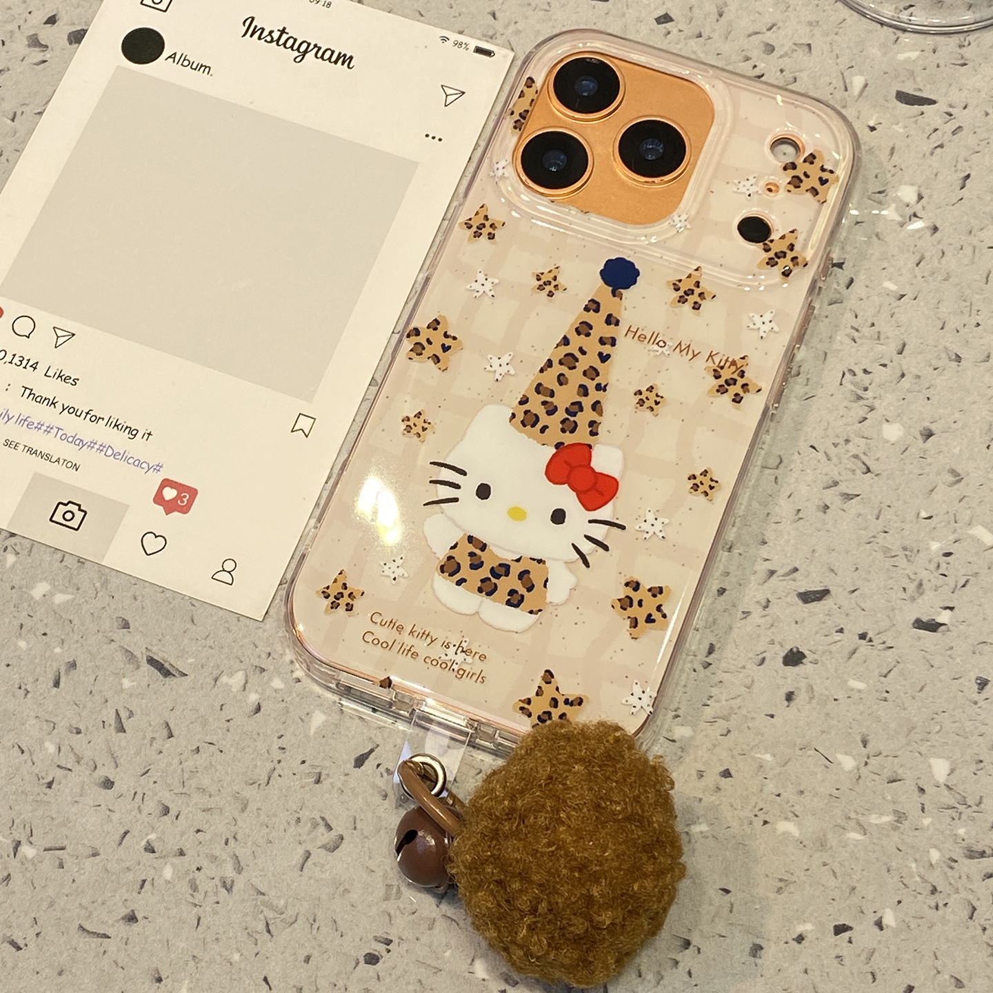 日韩可爱星星豹纹kt猫适用于iphone17promax手机壳苹果16保护套14毛球挂坠13全包新款15pro个性max小众手机套