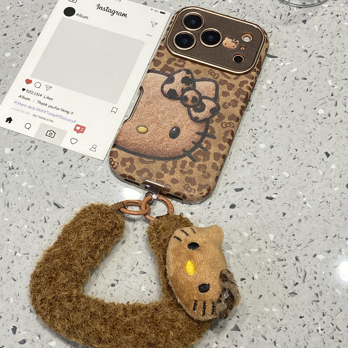 美拉德复古豹纹半脸kt猫适用于苹果17promax手机壳iphone16保护套14挂绳13全包新款15pro个性max巨好看手机套