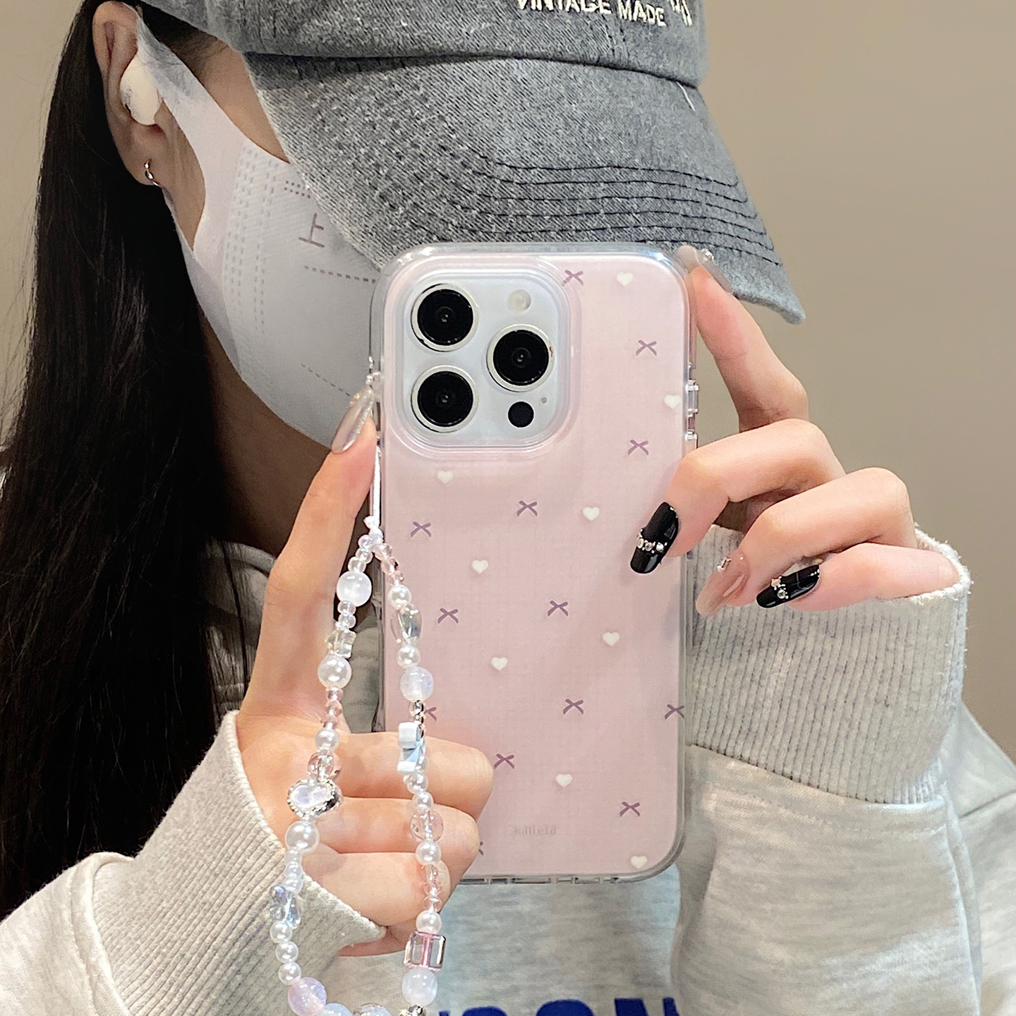 【每日新品】简约蝴蝶结爱心适用于iphone17手机壳苹果15保护套14手链13新款17promax磨砂16pro网红max手机套