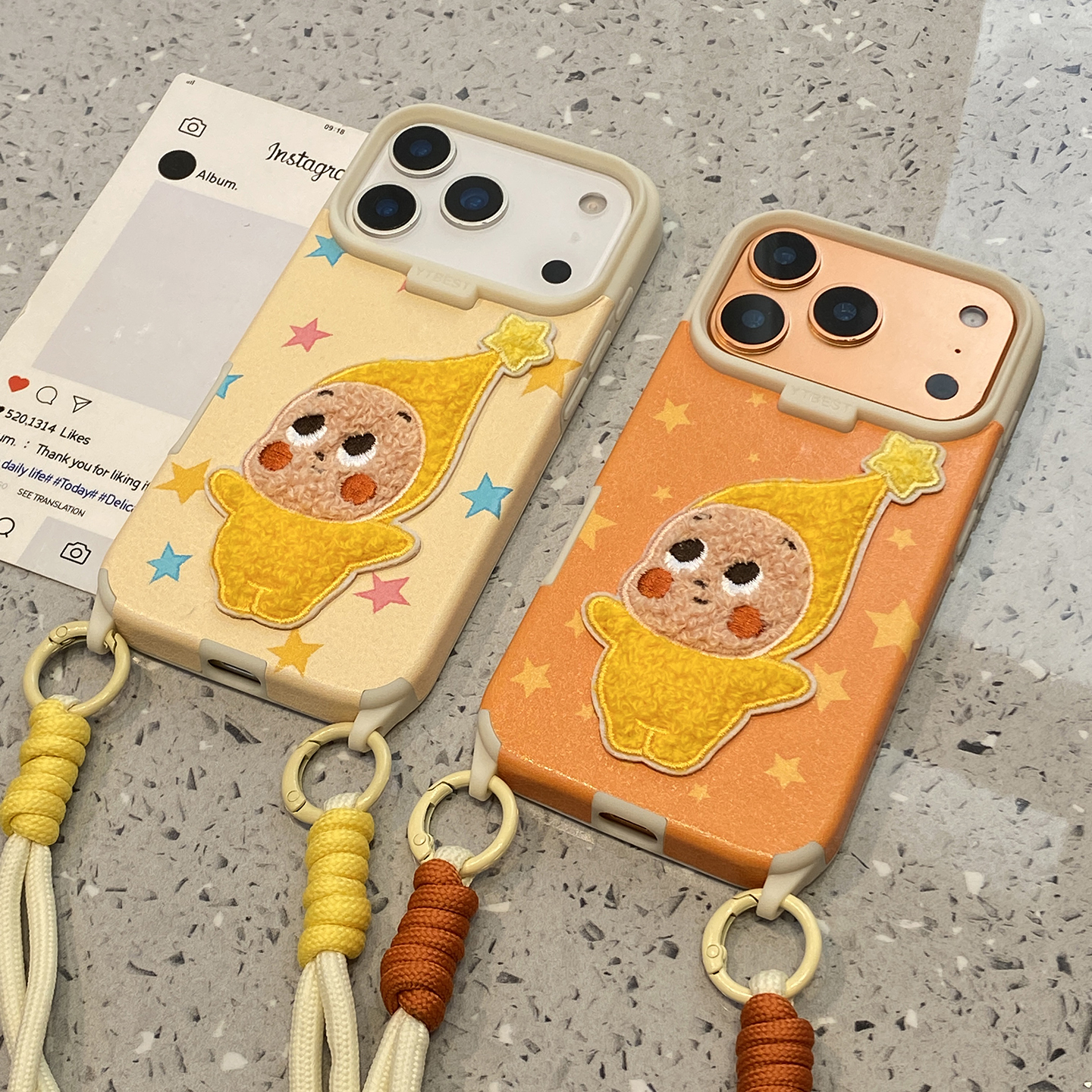 【每日新品】可爱毛巾绣星星人适用于iphone15手机壳苹果17promax保护套14挂绳13全包新款16pro超火max手机套