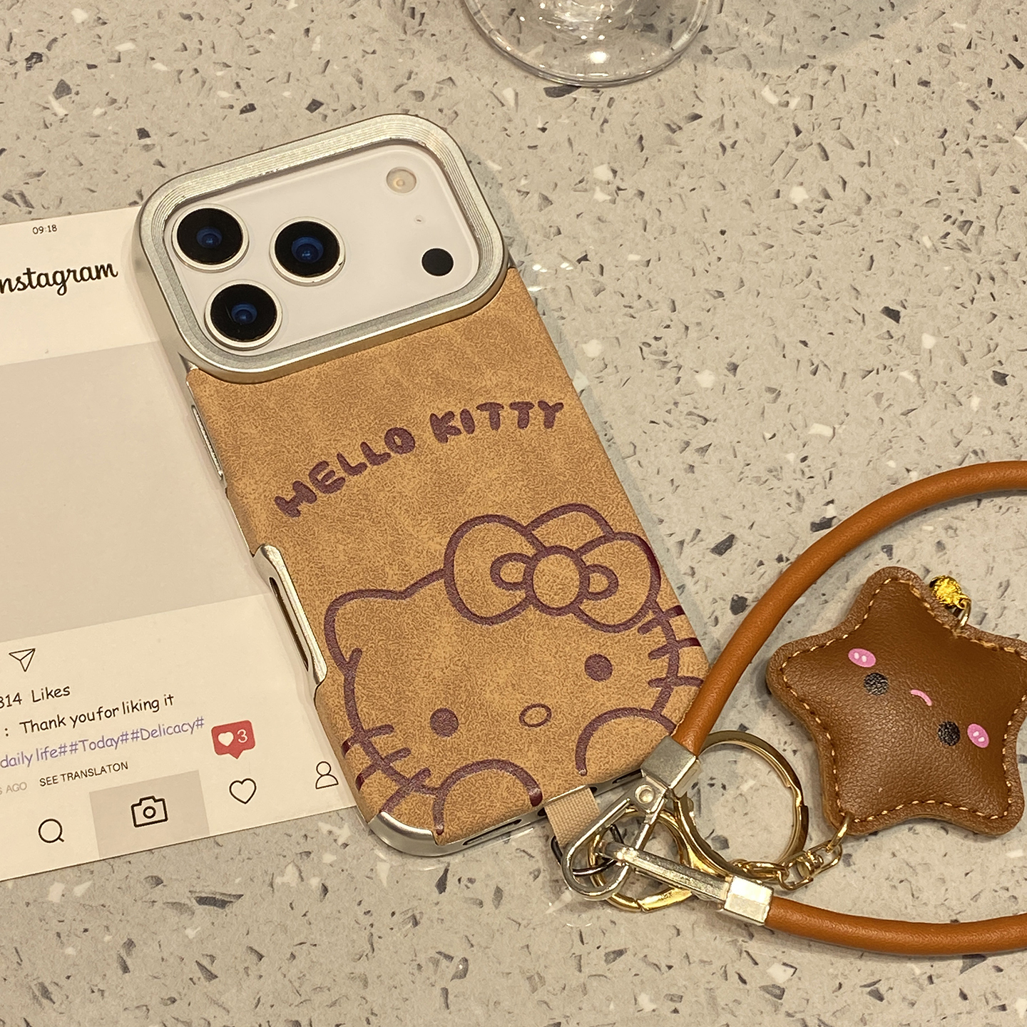 秋冬可爱复古托腮kt猫适用于苹果17promax手机壳iphone14保护套13皮质新款16挂绳15pro网红爆款max个性手机套