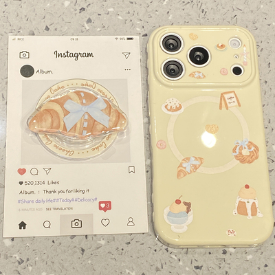 小众ins简约牛角包适用于苹果17pro手机壳iphone16保护套14磁吸支架13防摔新款15promax超火不撞款软壳硅胶女