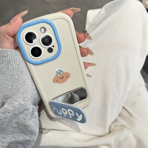 可爱简约帽子小狗适用iphone17promax手机壳苹果16pro支架15女14软13/11/套12max外壳x/xs/xr/xsmax/8plus/7p