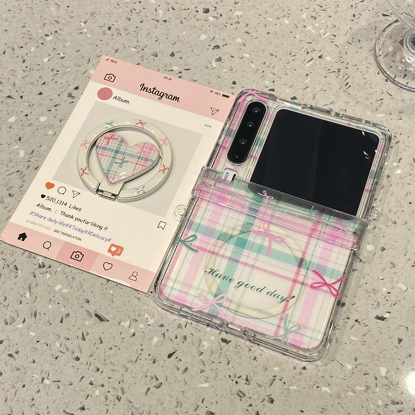 【每日新品】可爱格纹蝴蝶结适用华为purax折叠屏手机壳p50外壳Pocket2小米mixflip2三星zflip7磁吸6支架5女