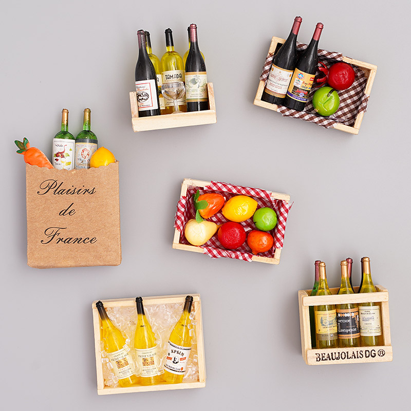 欧式创意3D立体磁力贴树脂冰箱贴红酒磁性吸铁石磁贴水果磁铁装饰